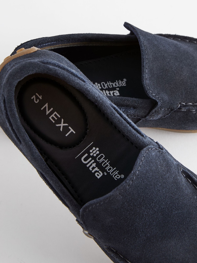 Suede Navy Wide Fit (G) Loafers - Image 6 of 6