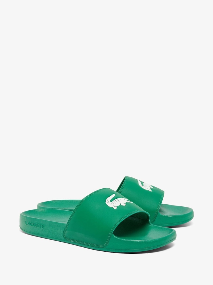 Lacoste Green/White Serve Sliders - Image 3 of 6