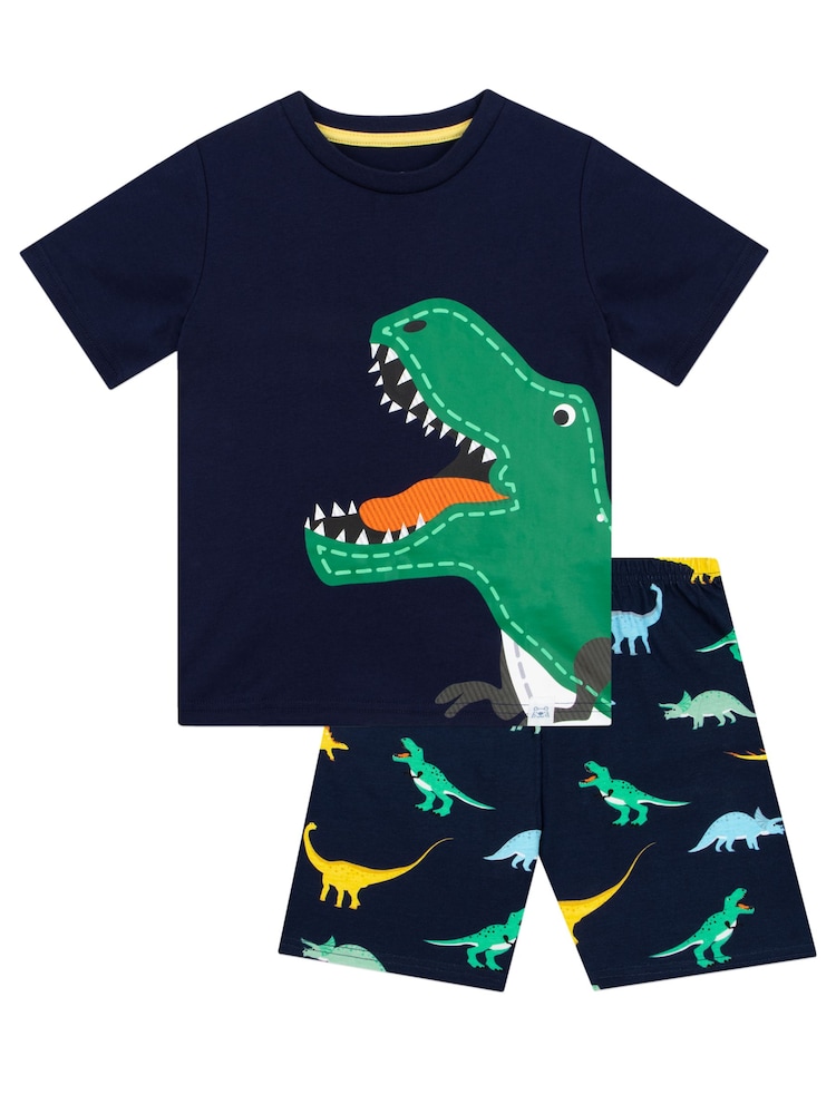 Harry Bear Blue Dinosaur Short 100% Cotton Pyjamas - Image 1 of 5