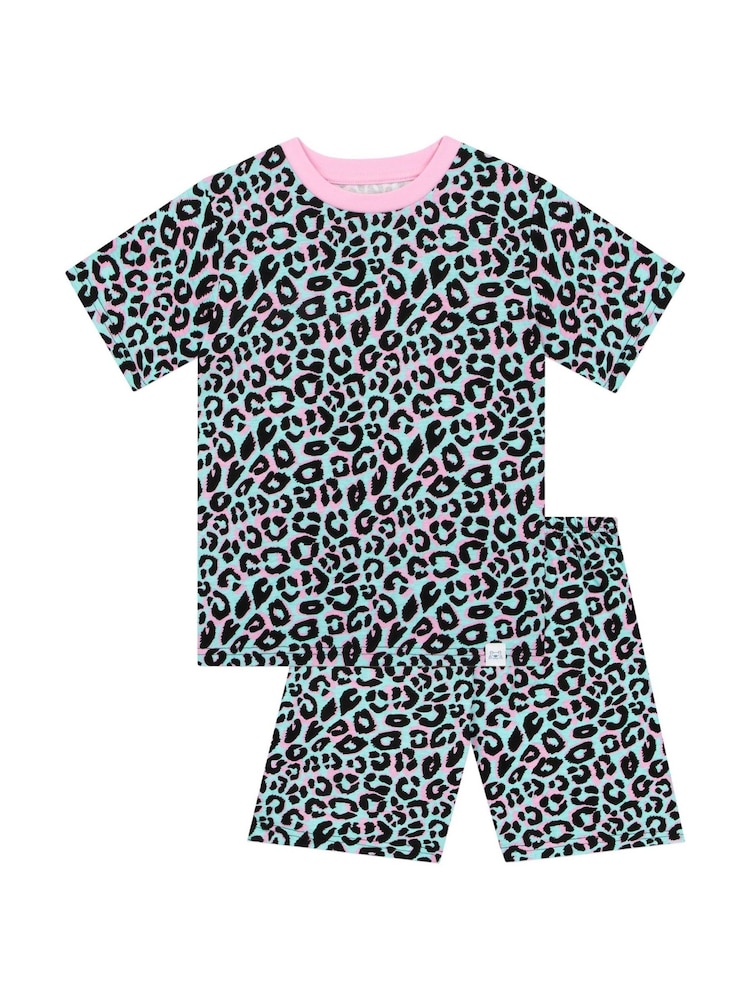 Harry Bear Pink Animal Print Pattern Short 100% Cotton Pyjamas - Image 1 of 5