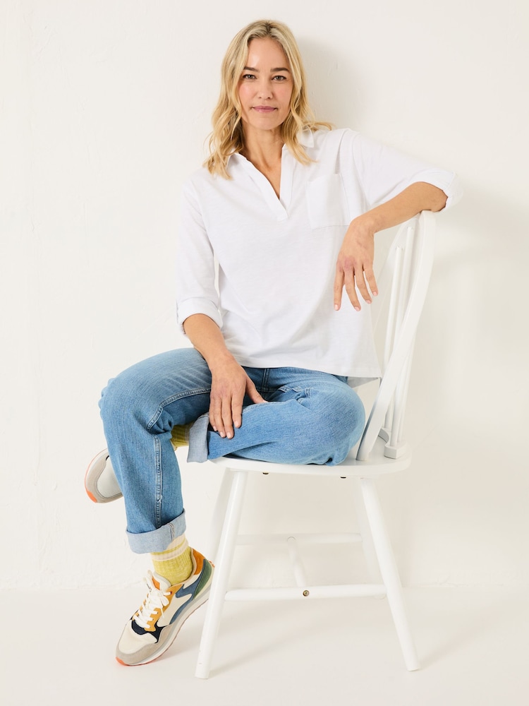 FatFace Paige White 100% Cotton Jersey Shirt - Image 3 of 10