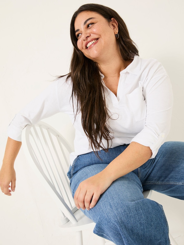 FatFace Paige White 100% Cotton Jersey Shirt - Image 8 of 10