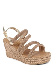 Pavers Brown Embellished Platform Espadrilles - Image 2 of 5