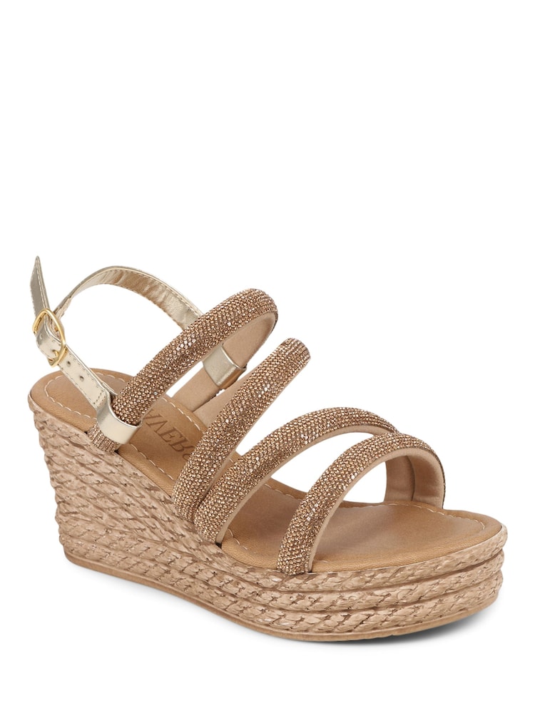 Pavers Brown Embellished Platform Espadrilles - Image 2 of 5