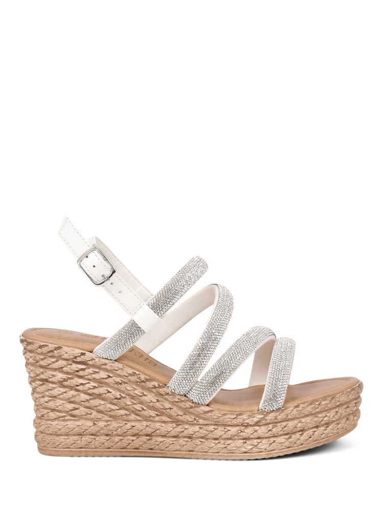 Pavers Silver Embellished Platform Espadrilles - Image 1 of 5