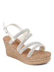 Pavers Silver Embellished Platform Espadrilles - Image 2 of 5
