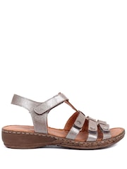 Pavers Natural Ladies Leather T-Bar Sandals - Image 1 of 5