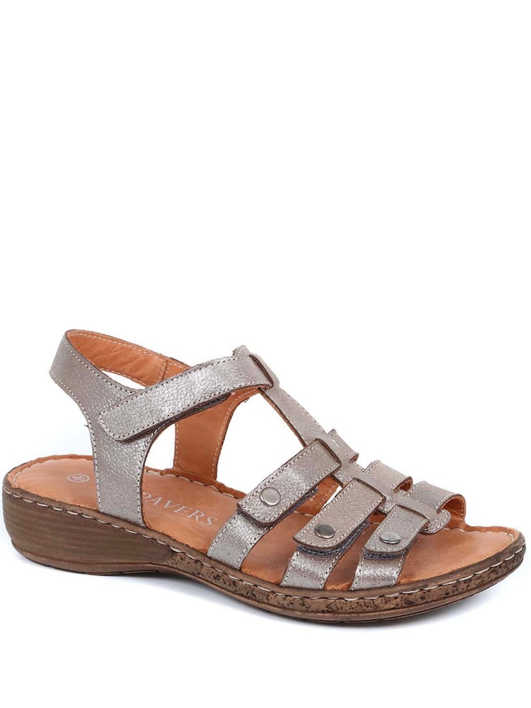 Pavers Natural Ladies Leather T-Bar Sandals - Image 2 of 5