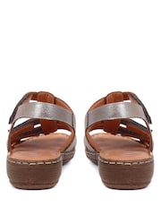 Pavers Natural Ladies Leather T-Bar Sandals - Image 3 of 5
