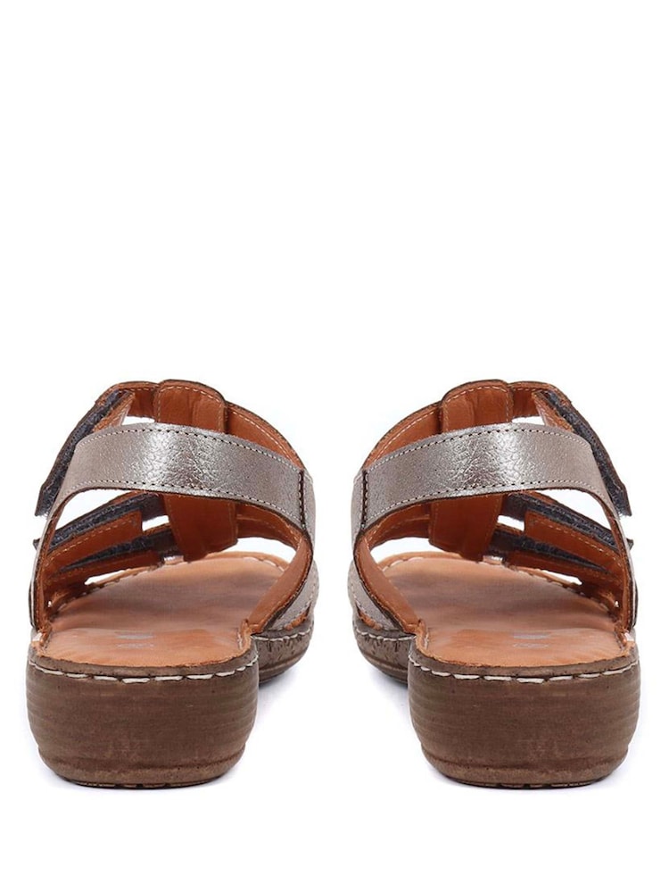 Pavers Natural Ladies Leather T-Bar Sandals - Image 3 of 5