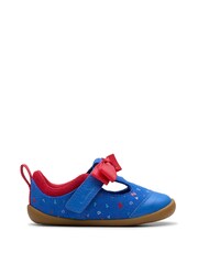 Clarks Blue Wide Fit (G) Print Roal Dahl Pre-Walker Bow Toddler Shoes - Image 1 of 7