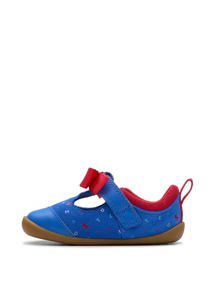 Clarks Blue Wide Fit (G) Print Roal Dahl Pre-Walker Bow Toddler Shoes - Image 2 of 7