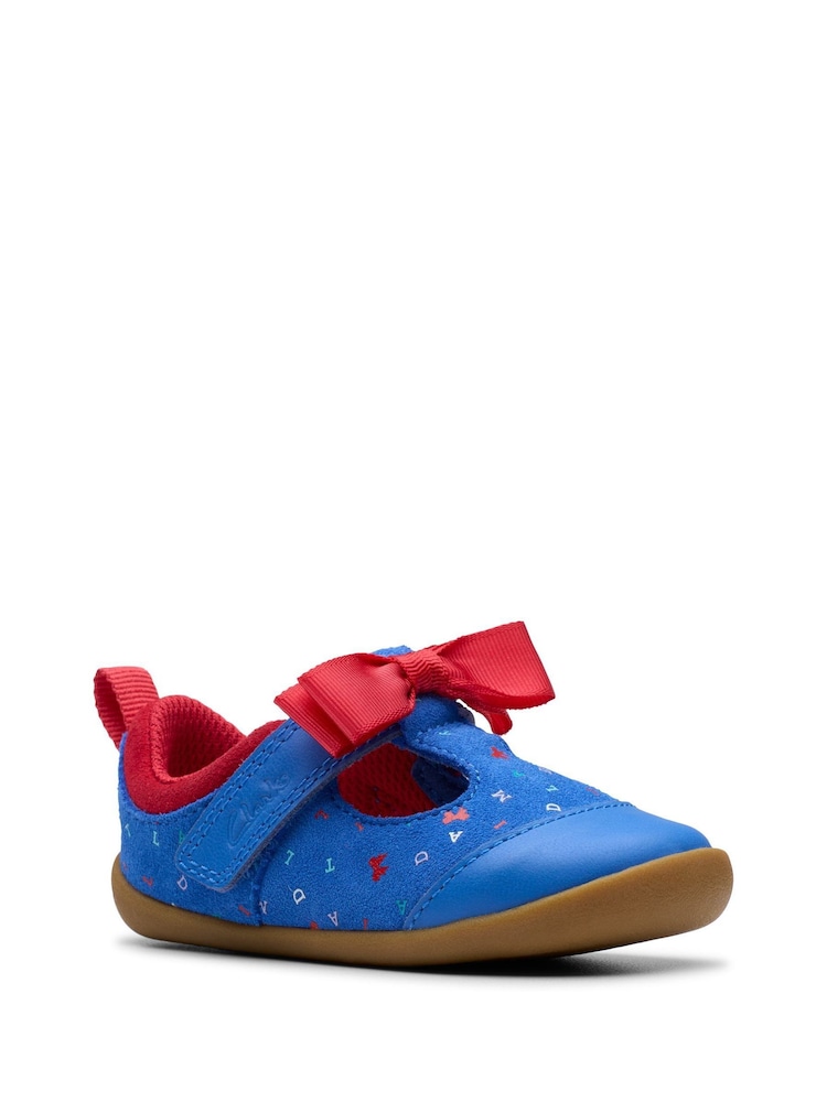 Clarks Blue Wide Fit (G) Print Roal Dahl Pre-Walker Bow Toddler Shoes - Image 3 of 7