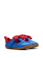 Clarks Blue Wide Fit (G) Print Roal Dahl Pre-Walker Bow Toddler Shoes - Image 4 of 7
