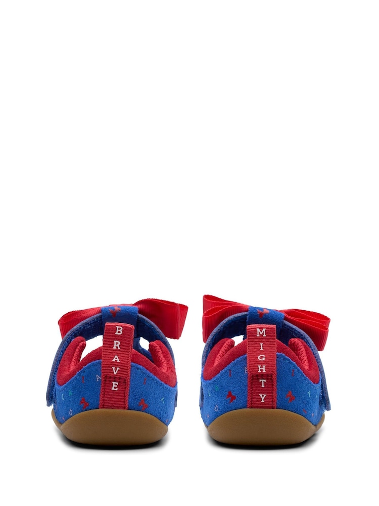 Clarks Blue Wide Fit (G) Print Roal Dahl Pre-Walker Bow Toddler Shoes - Image 5 of 7