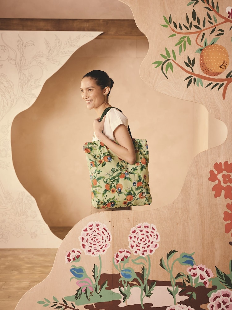 Cath Kidston Green Orange Paddington Foldaway Tote Bag - Image 2 of 9