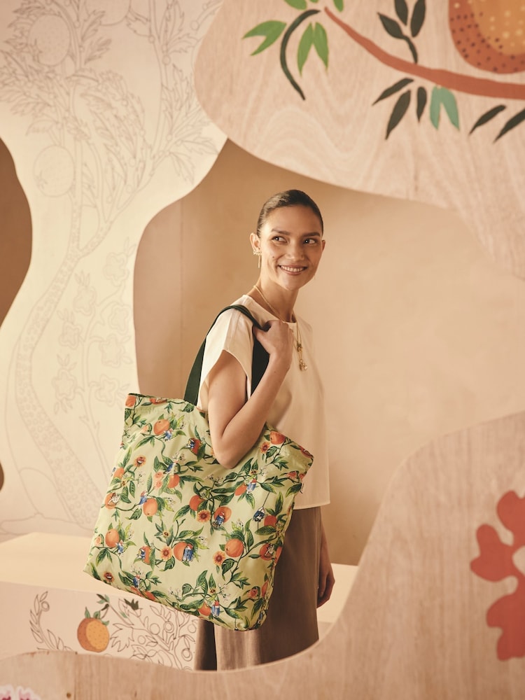 Cath Kidston Green Oranges Paddington Large Foldaway Tote - Image 1 of 8