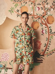 Cath Kidston Green Oranges 100% Cotton Paddington Short Pyjamas Set - Image 1 of 7