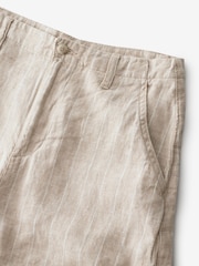 Stone Stripe 100% Linen Shorts - Image 2 of 3