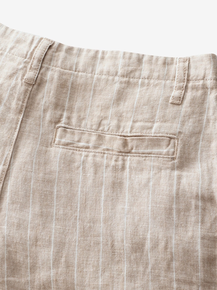 Stone Stripe 100% Linen Shorts - Image 3 of 3