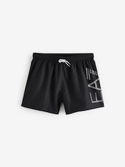 Emporio Armani EA7 Large Logo Black Swim Shorts - Image 1 of 5