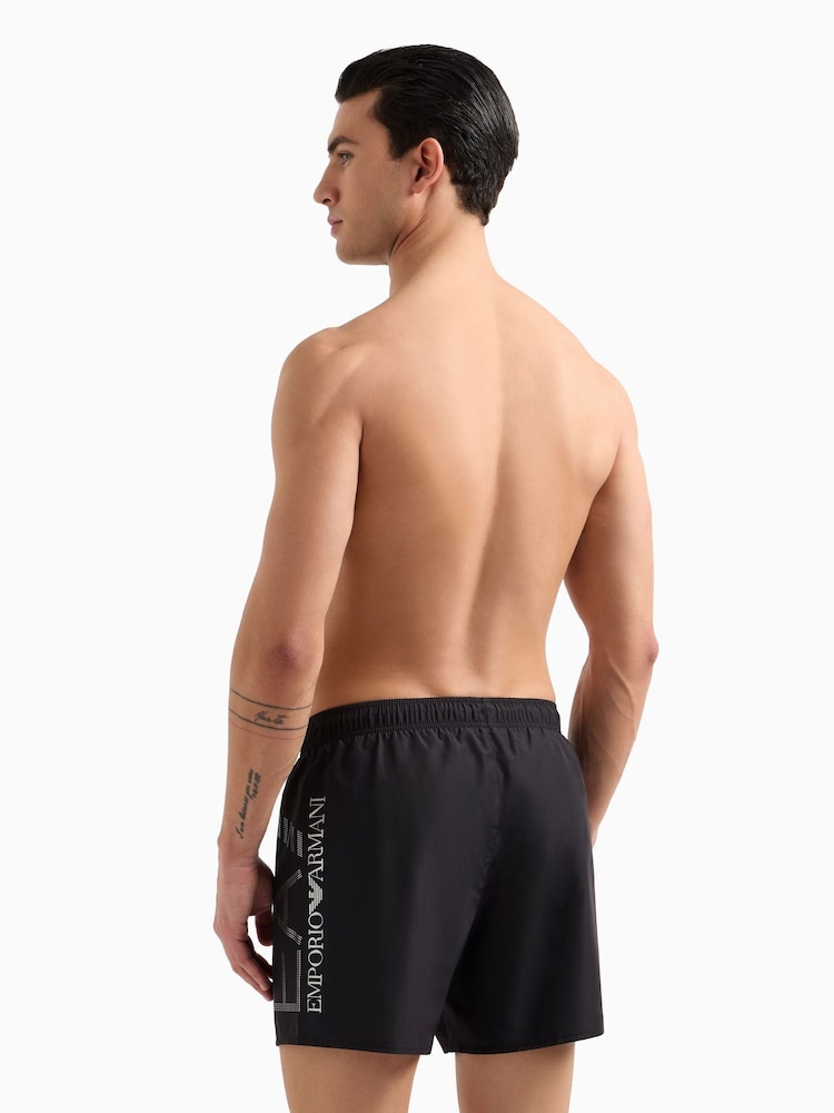 Emporio Armani EA7 Large Logo Black Swim Shorts - Image 2 of 5