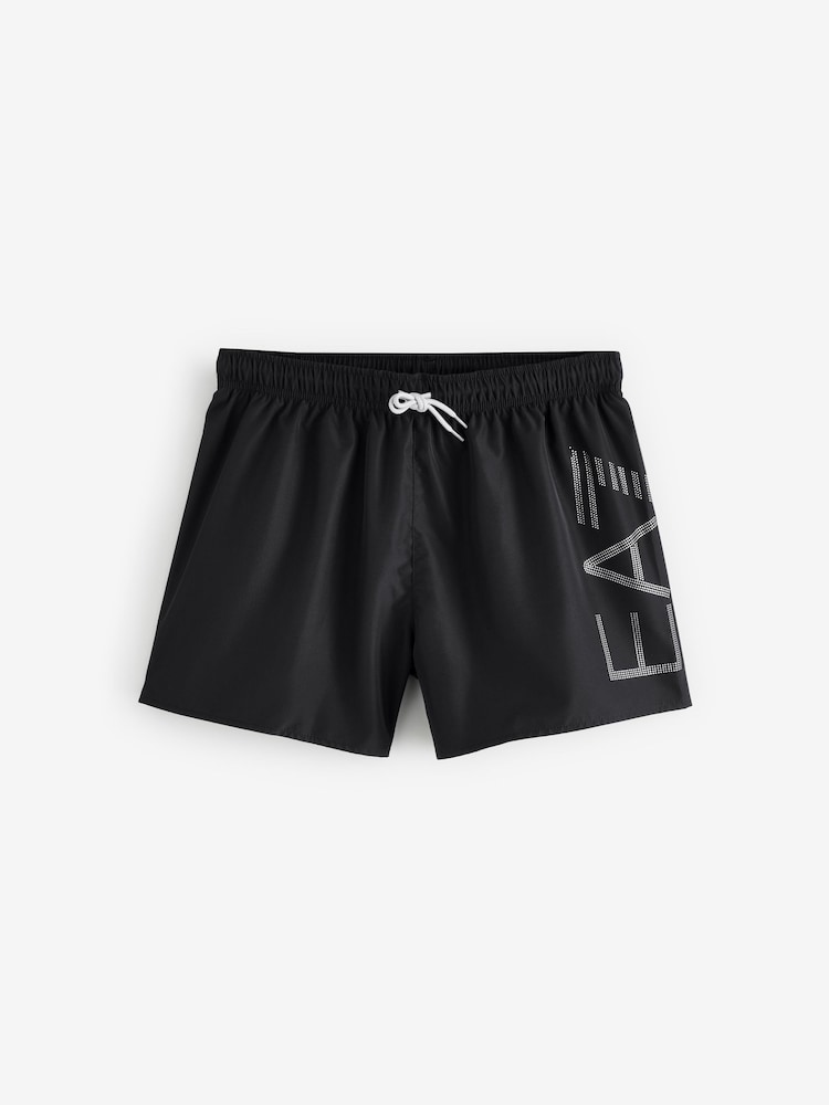 Emporio Armani EA7 Large Logo Black Swim Shorts - Image 3 of 5