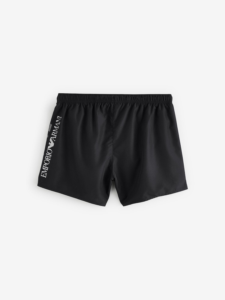 Emporio Armani EA7 Large Logo Black Swim Shorts - Image 4 of 5