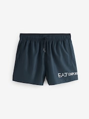 Emporio Armani EA7 Blue Logo Swim Shorts - Image 1 of 4