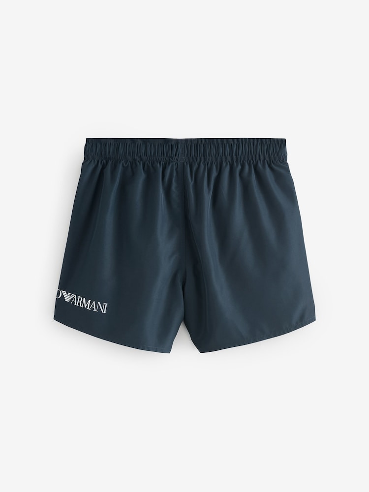 Emporio Armani EA7 Blue Logo Swim Shorts - Image 2 of 4