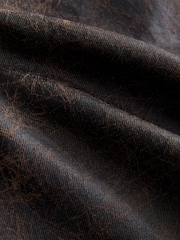 Brown Leather Look 100% Cotton Mini Wrap Denim Skirt - Image 9 of 9