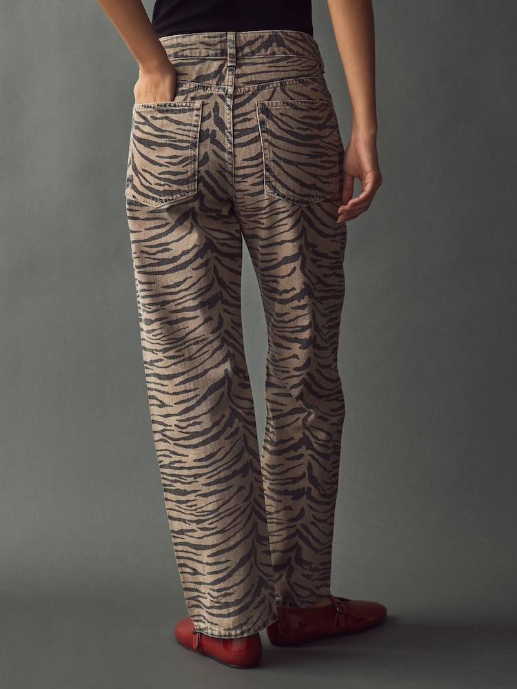 Tiger Print Straight Leg 100% Cotton Jeans - Image 3 of 8