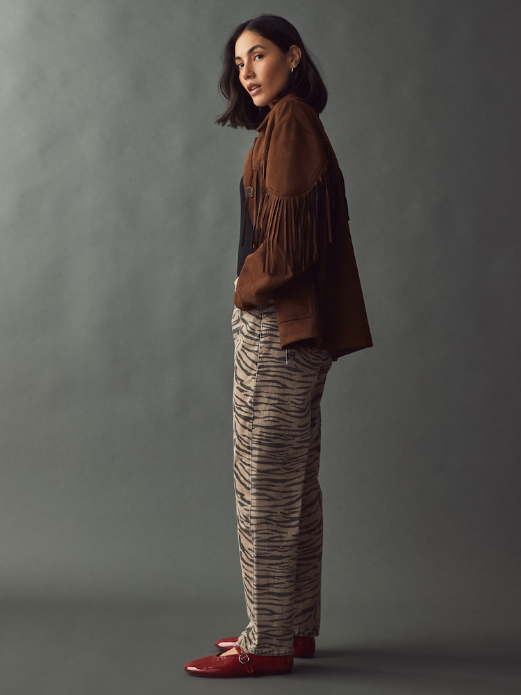 Tiger Print Straight Leg 100% Cotton Jeans - Image 4 of 8