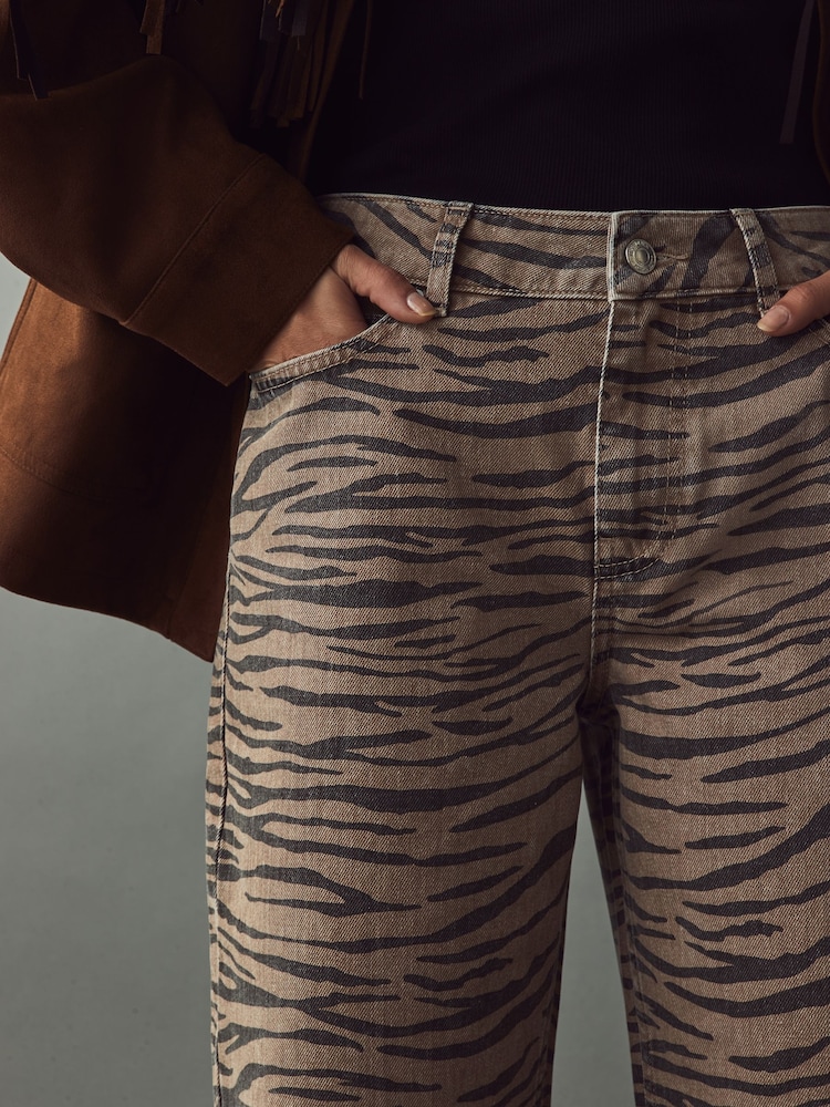 Tiger Print Straight Leg 100% Cotton Jeans - Image 5 of 8