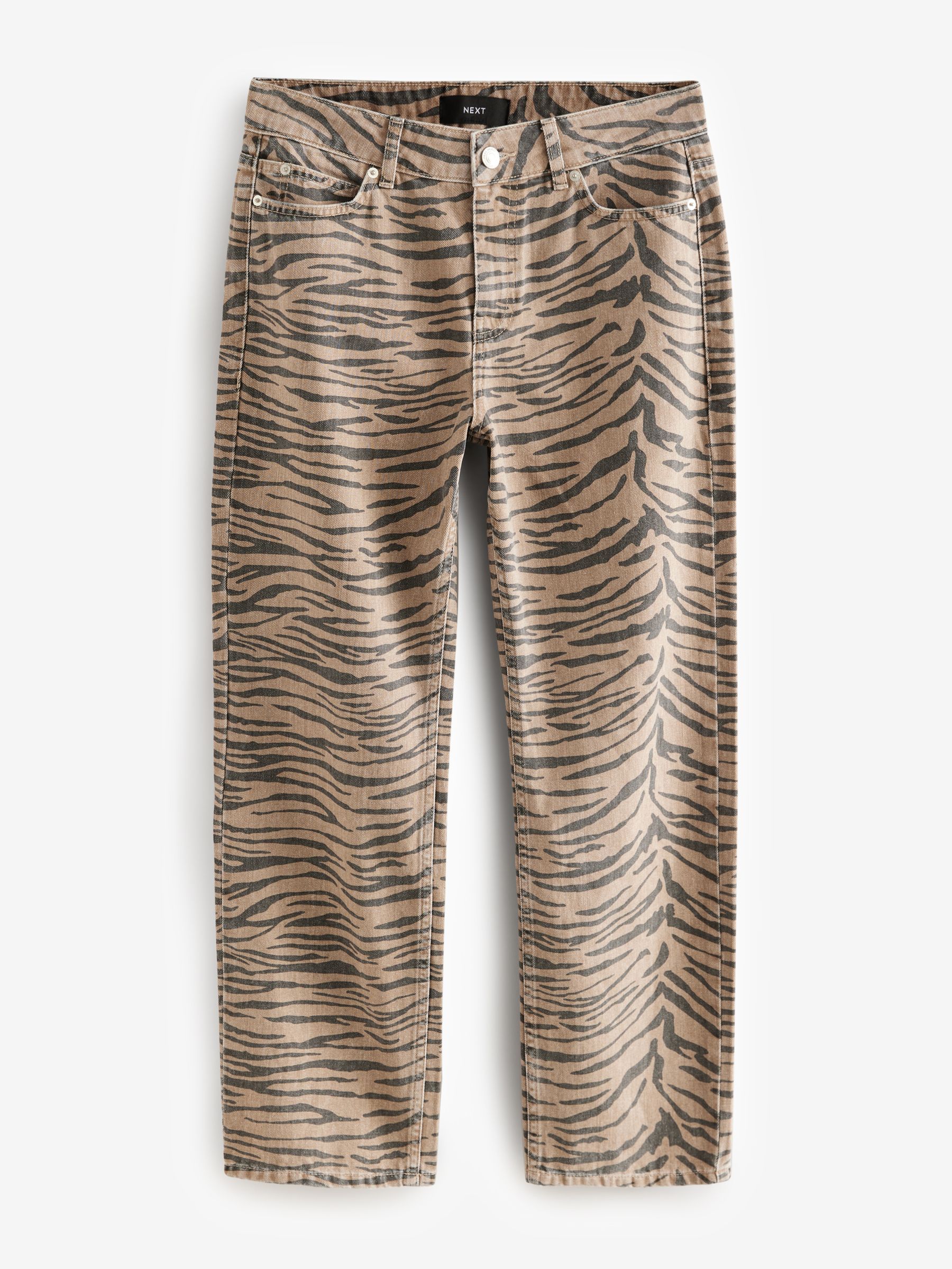 Tiger Print Straight Leg 100% Cotton Jeans
