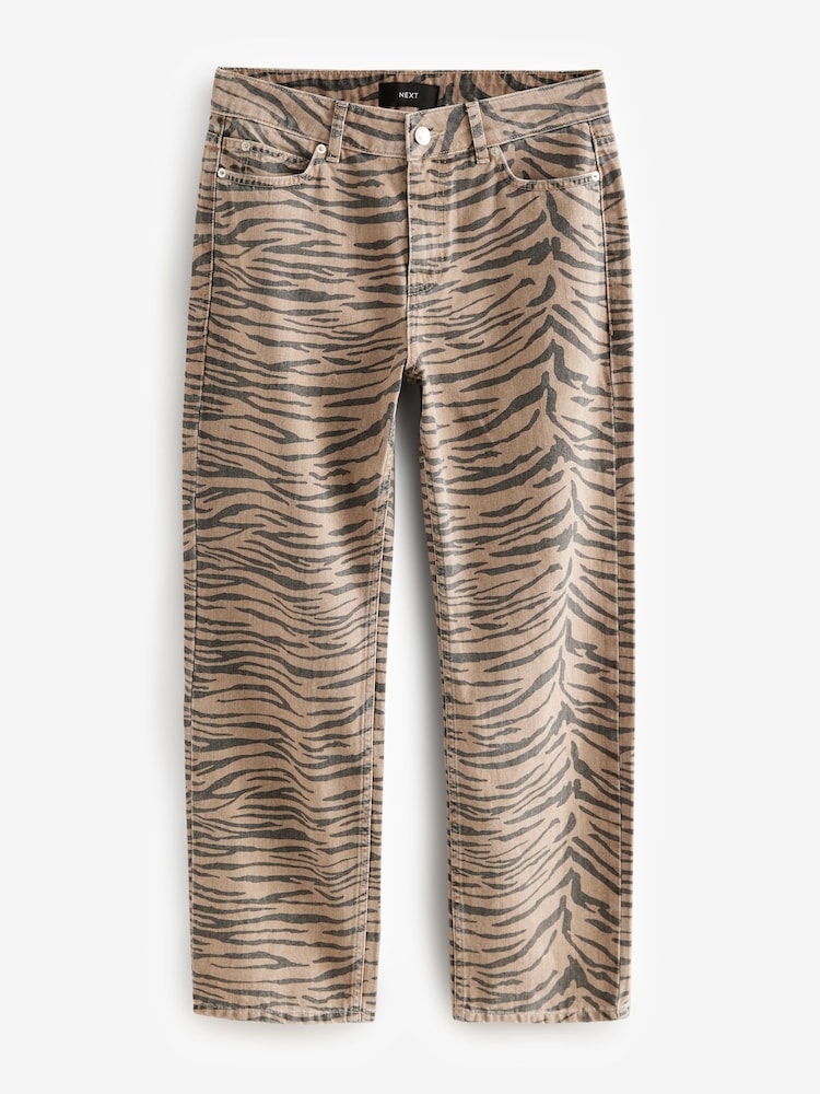 Tiger Print Straight Leg 100% Cotton Jeans - Image 6 of 8