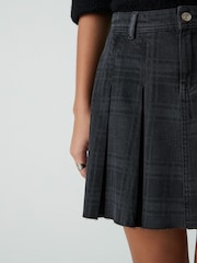 Black Check 100% Cotton Pleated Denim Mini Skirt - Image 5 of 5