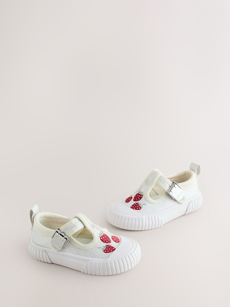 Clarks Berry Pink Standard Fit (F) Fabric Foxing Toddler Canvas Shoes - Image 1 of 5
