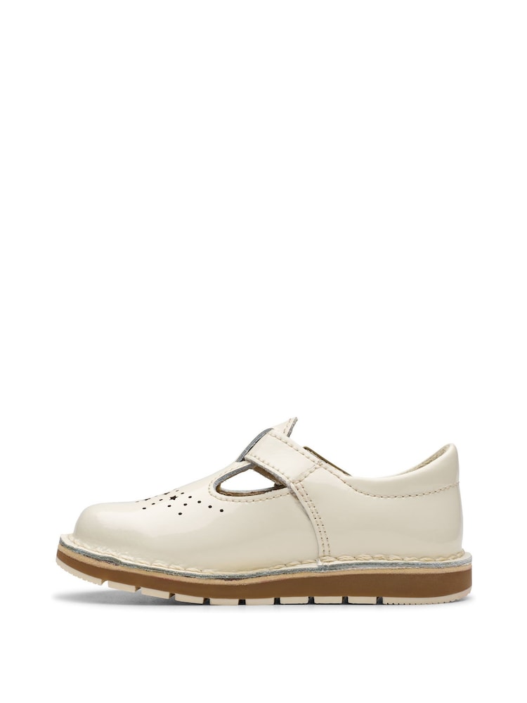 Clarks White Standard Fit (F) Patent Joyful Skip Toddler Shoes - Image 2 of 7