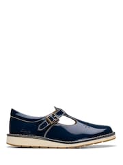 Clarks Navy Standard Fit (F) Leather Joyful Skip Kids Shoes - Image 1 of 7