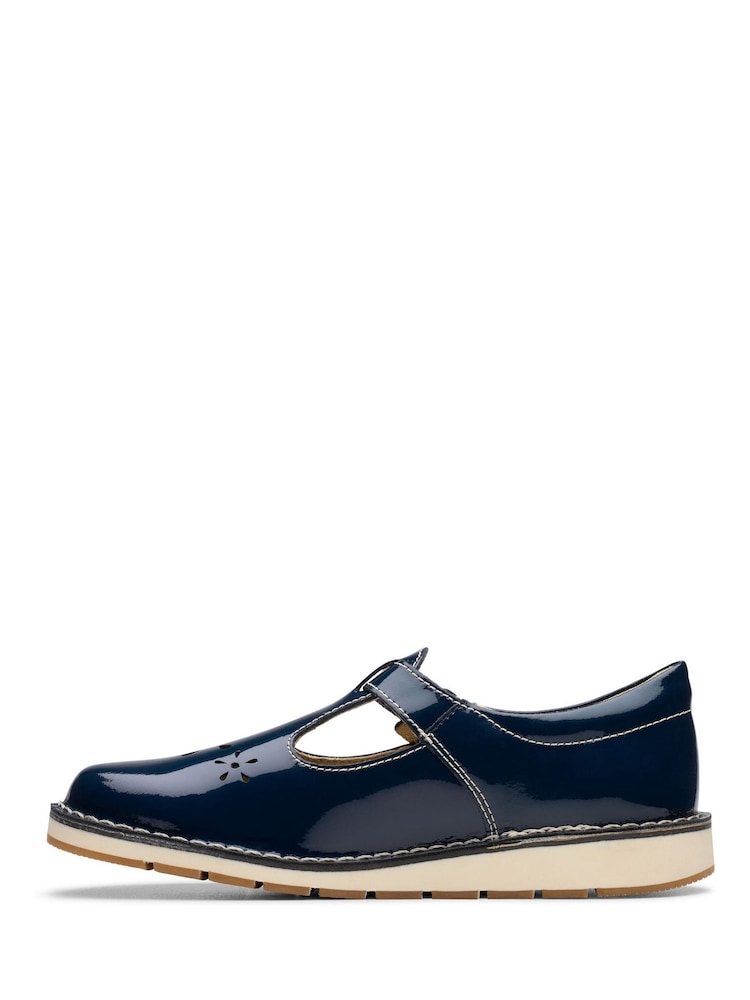 Clarks Navy Standard Fit (F) Leather Joyful Skip Kids Shoes - Image 2 of 7