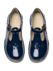 Clarks Navy Standard Fit (F) Leather Joyful Skip Kids Shoes - Image 6 of 7
