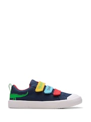 Clarks Navy Kids Canvas Foxing Ace Shoes - Image 1 of 8