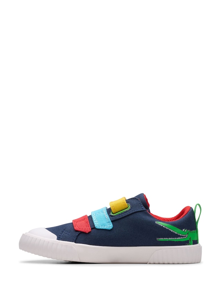 Clarks Navy Kids Canvas Foxing Ace Shoes - Image 2 of 8