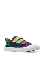 Clarks Navy Kids Canvas Foxing Ace Shoes - Image 3 of 8