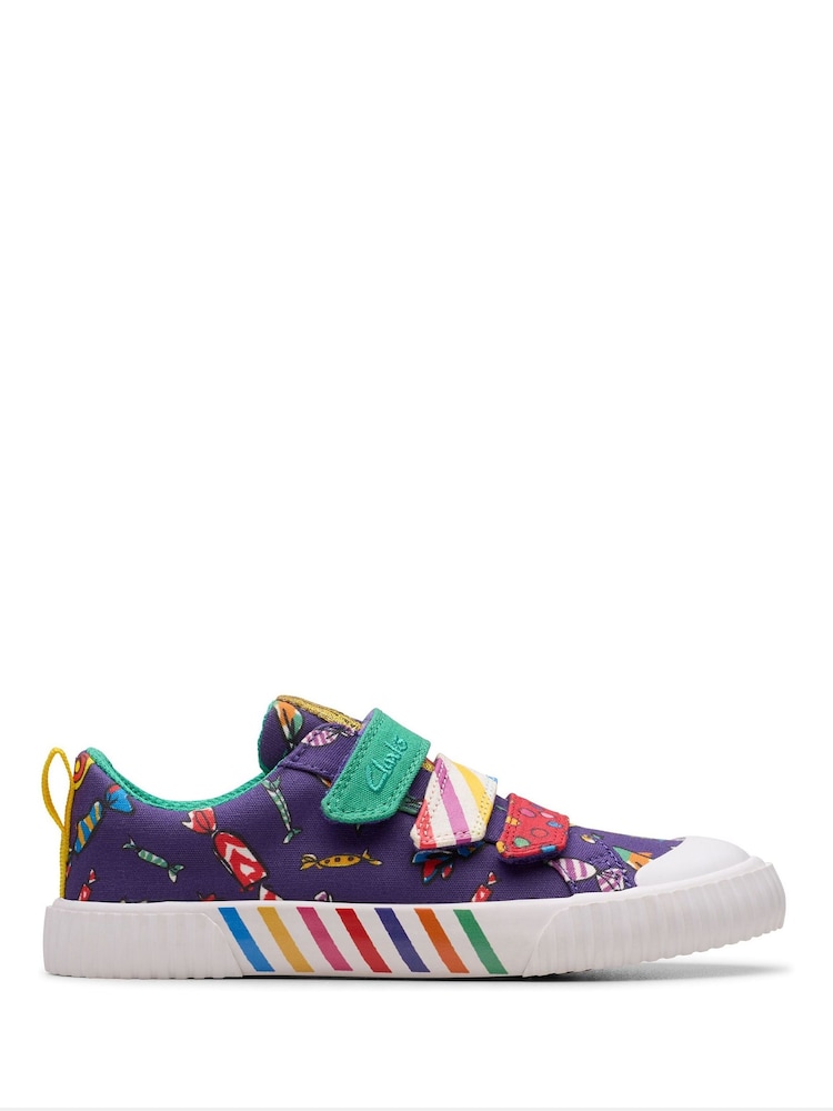 Clarks Navy CanvasRoald Dahl Foxing Mix Kids Canvas Shoes - Imagen 1 de 7