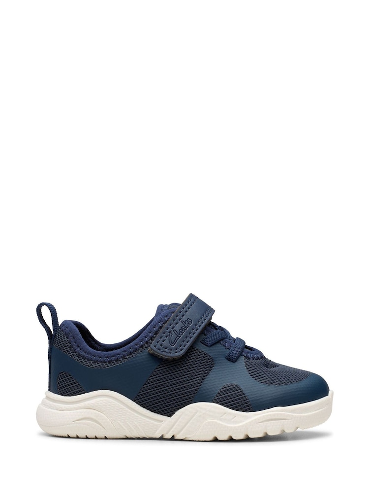 Clarks Navy Standard Fit (F) Toddler Wide Fit Feather Ath Trainers - Image 1 of 7