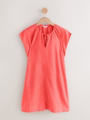 Pink Linen Tie Neck Dress - Image 1 of 3