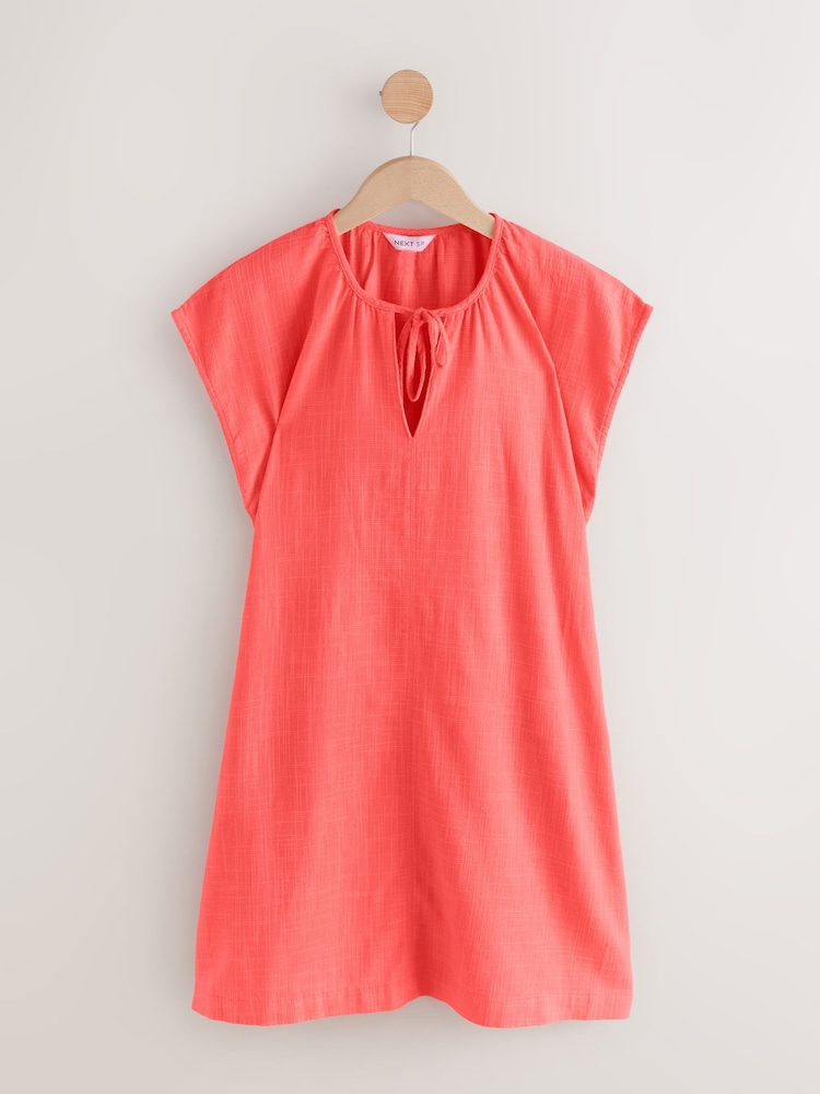 Pink Linen Tie Neck Dress - Image 1 of 3