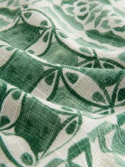 Green All-Over Printed Linen Tie Neck Dress - Image 2 of 3